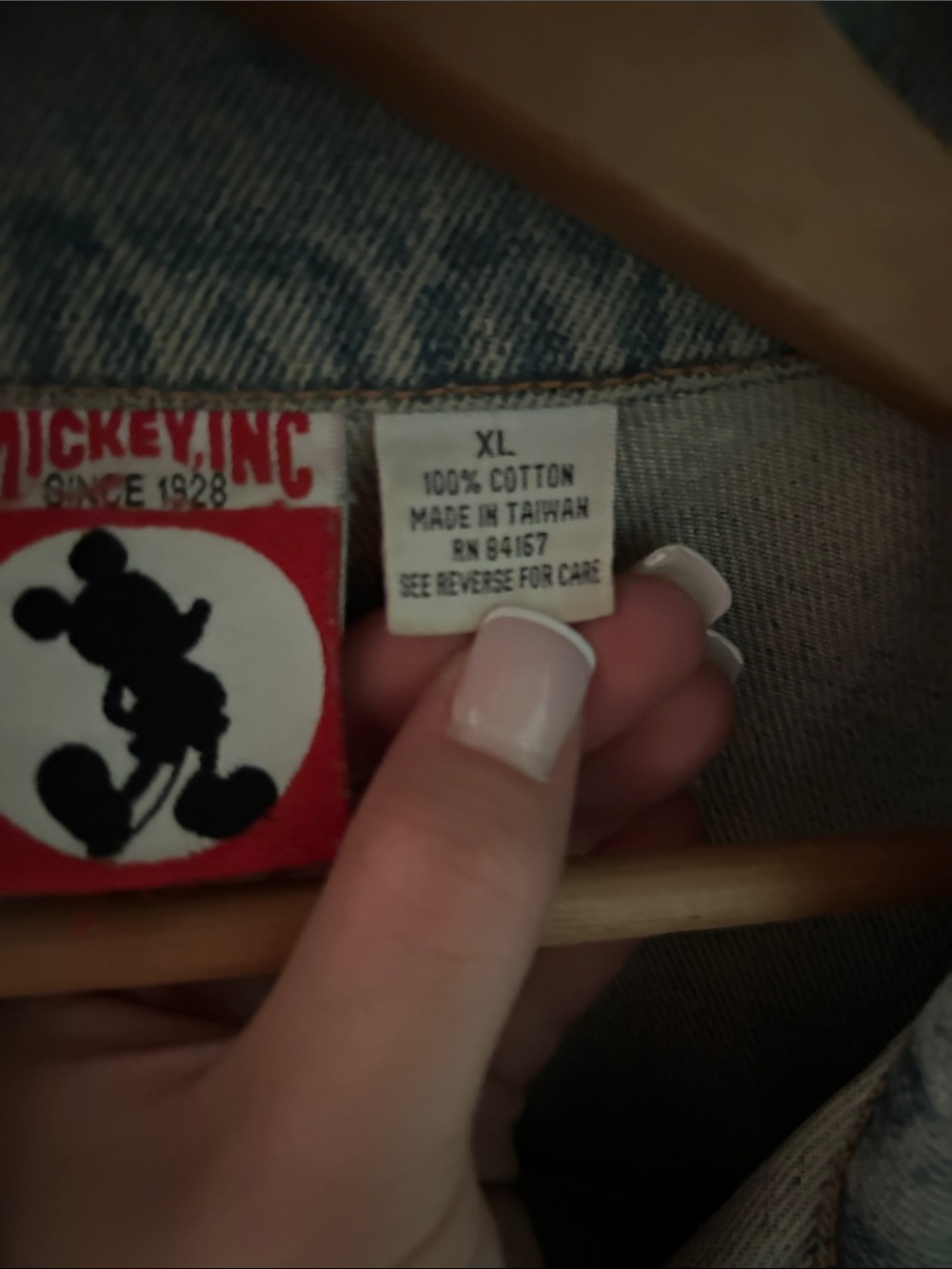 Disney Denim Jean Jacket with Mickey Mouse Patch - Blue, Red, Yellow, Black - Picture 6 of 6
